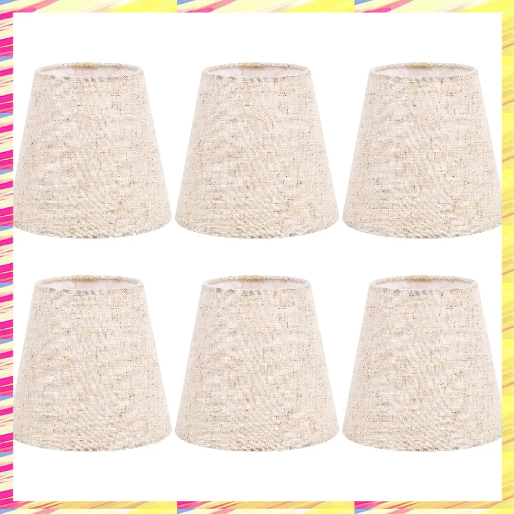 Zestaw 6 małych abażurów ABJJ z klipsem do żarówek, abażury z tkaniny beczkowej do żarówek kandelabrowych, do lamp stołowych, żyrandoli i kinkietów.