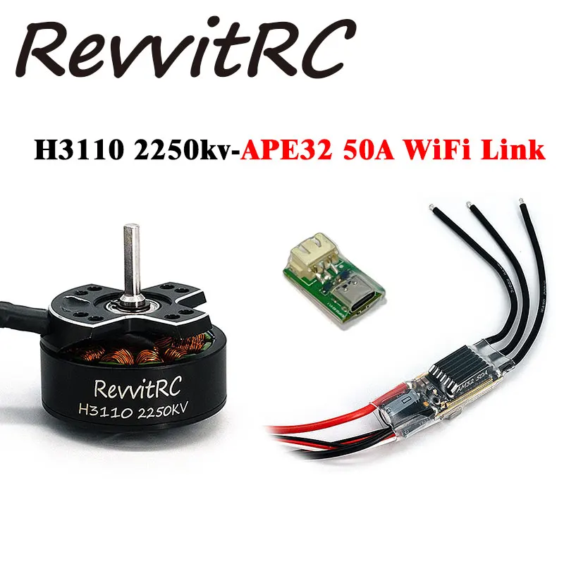 Мотор RevvitRC ESC AM32 50A H3110 1850KV 2250KV APE32 50A с Wi-Fi Link BEC 5-10V для грузовика с дистанционным управлением 1/10