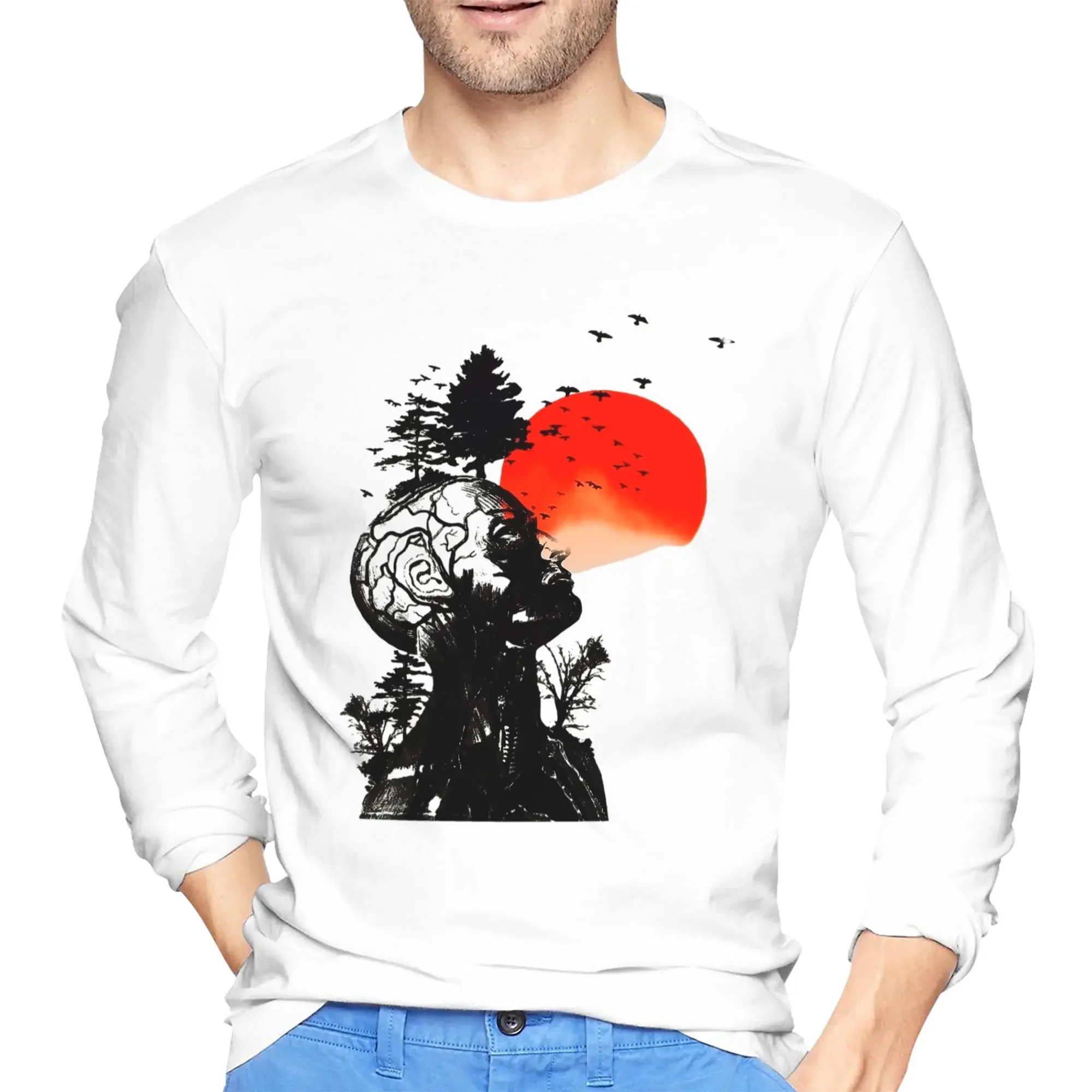 

Hangovers Alans Human Tree For Men Women Men's Long Sleeved T-shirt Casual Round Neck T shirts Spring and Autumn Men tops