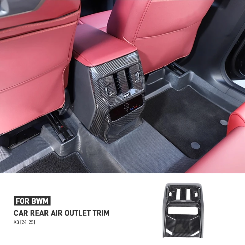 

For BMW X3 G45 2024 2025 Real Dry Carbon Fiber Car Rear Center Control Air Vent Outlet Panel Trim Cover Decoration Accessories