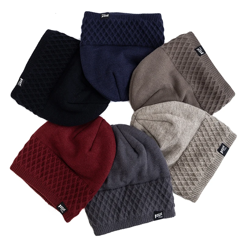 New Unisex Beanie Hat Plush Fleece Warm Cap Rock Letter Soft Winter Hat For Men Women Outdoor Thicken Ski Sports Knitted Hat