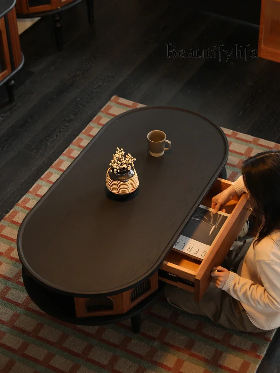

American-Style Solid Wood Simple Tea Table Home Multi-Functional Retro Tea Table