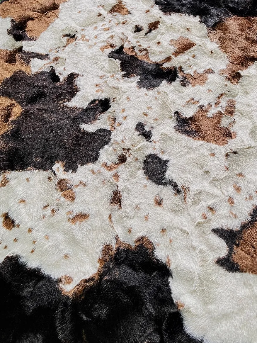 Simulation Cow Pattern Fabric Environmental Protection Fur Clothing Short Plush Animal Fabric Sofa Seat Pillow DIY Home Fabric