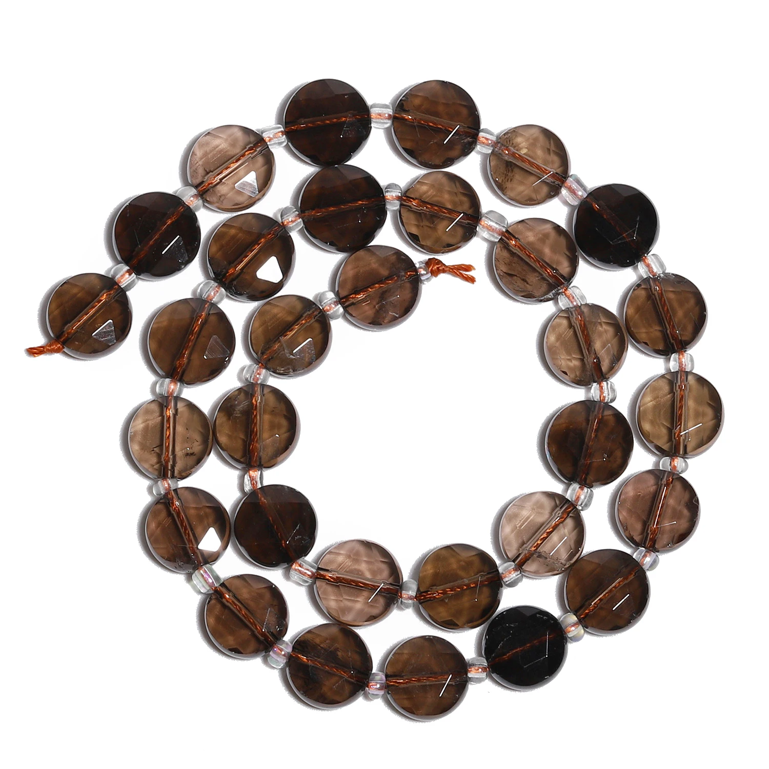 

10mm AAA Faceted Coin Natural Stone Smokey Quartz Beads Rondelle Spacer Beads For Jewelry Making Charms Bracelets Accessories
