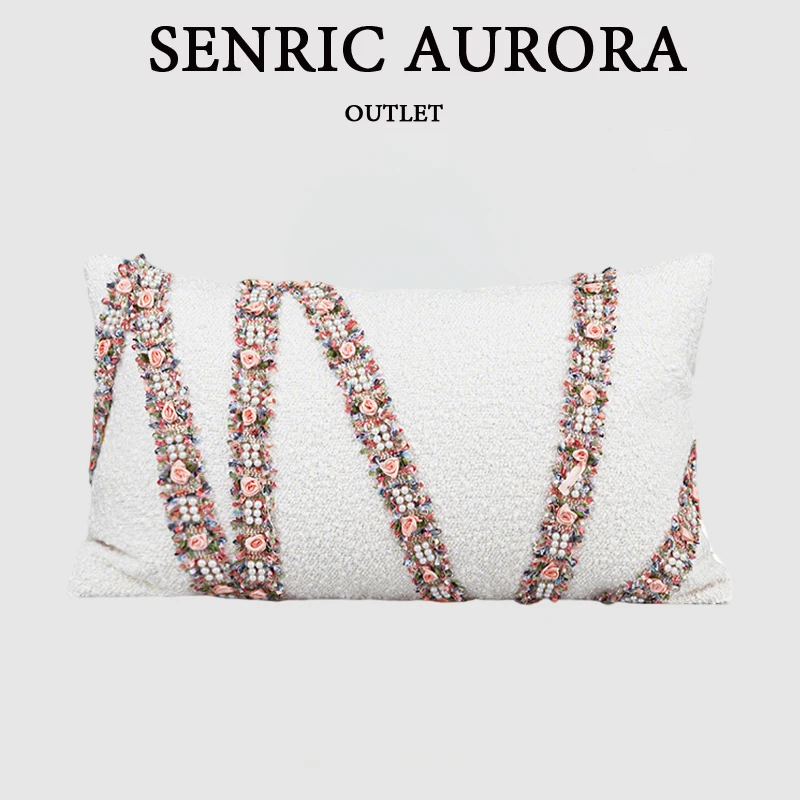 Design Luxury Cushion Cover 30x50 45x45 50x50cm Beige With Flowers Pillow Case For Home Hotel Bed Living Room Sofa
