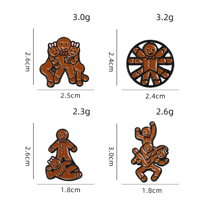 Мультяшная брошь с имбирным человеком, милая металлическая Рождественская маленькая брошь, булавка, пряжка, игла для лошади, одежда, сумки, аксессуары, подарки