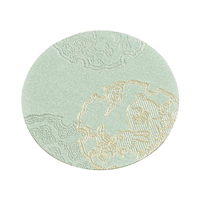 Imagem -05 - Chinês Brocade Coaster Grupo Tecido Redondo Mat Prova de Calor Padrão Tradicional Dupla Face Pires do Copo Chá Chinês Diâmetro 8cm