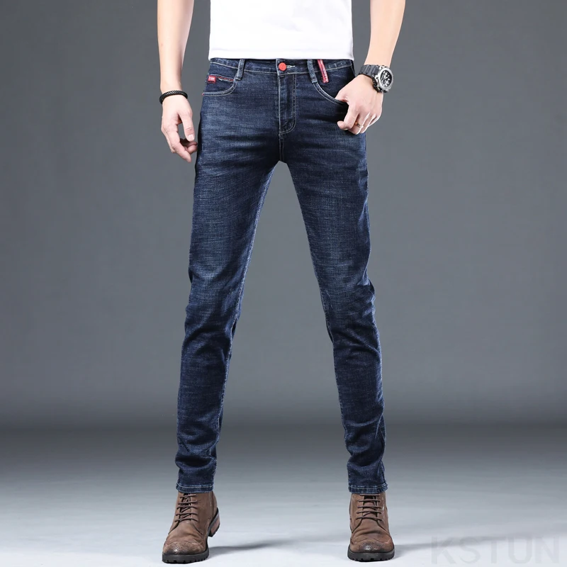 KSTUN Slim Skinny Jeans Men Stretch Man Pencil Pants Men's Trousers Blue Mens Clothing Casual Denim Pants Streetwear Cowboys