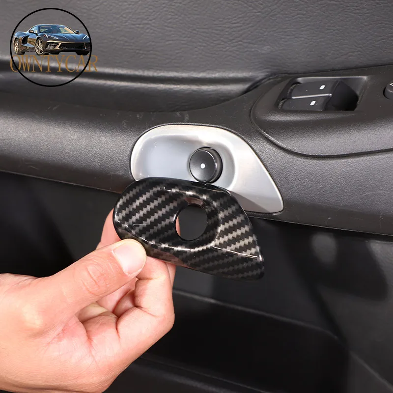 Cubierta de interruptor de puerta de coche, pegatina embellecedora, accesorios interiores de coche, ABS, fibra de carbono/negro/rojo para Chevrolet Corvette C6 2005-2013