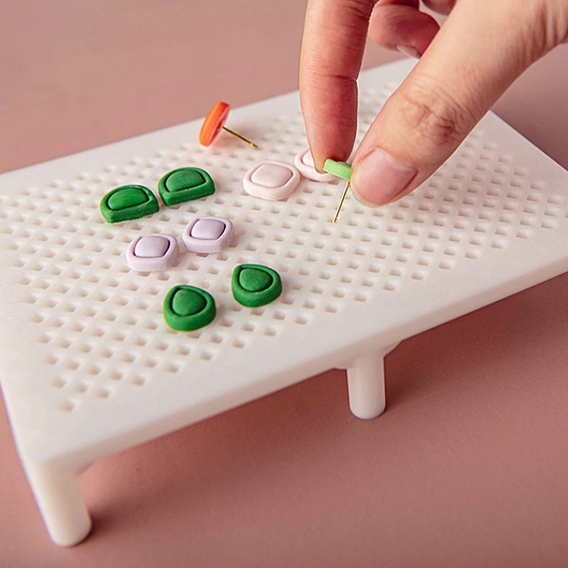 Polymer Clay Earring Fixing Rack Ultraviolet Lamp Pottery Clay Stud Bracket Manual Auxiliary Hole Position Fixing Holder Tools