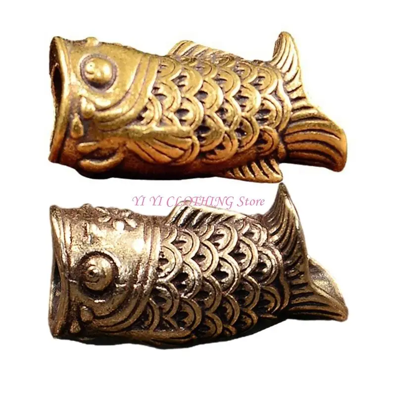 

N5KF Elaborate Carp Metal Beads Pendant for Paracord and Jewelry Crafting Large Hole