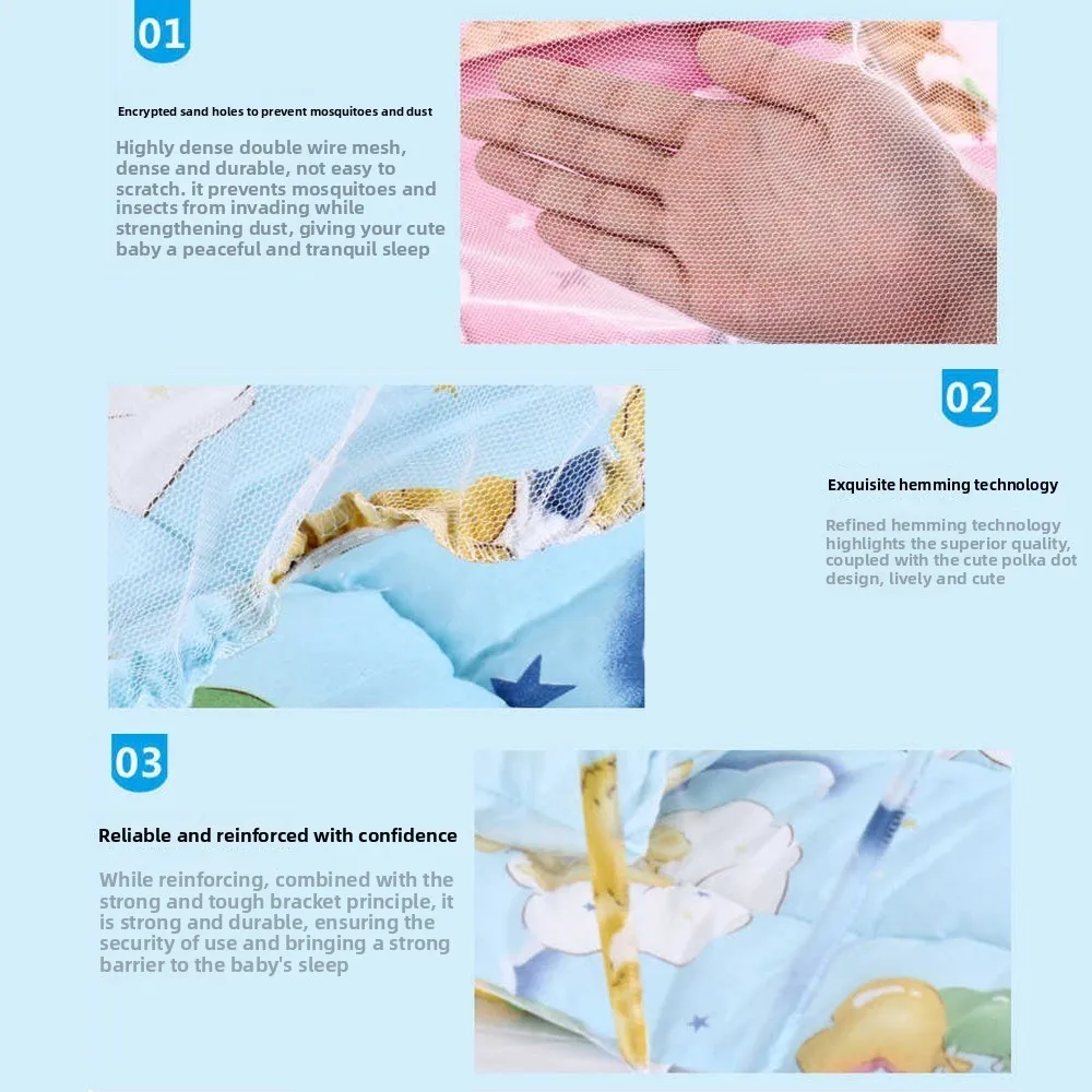 Kelambu Bayi Lembut Poliester Jaring Tempat Tidur Bayi Bernapas Yang Dapat Diandalkan Produk Tempat Tidur Bayi Tenda Jaring Perlindungan Penuh