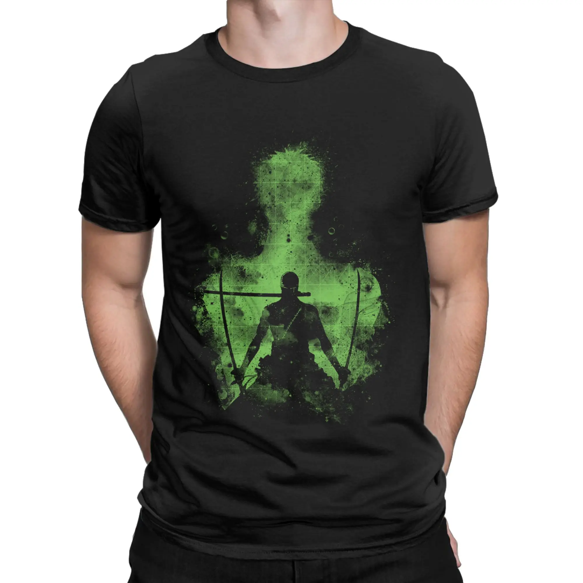 Men Ones Pieces Zoro T Shirt Manga Anime 100% Cotton Clothes Awesome Short Sleeve Round Collar Tees Birthday Present T-Shirt