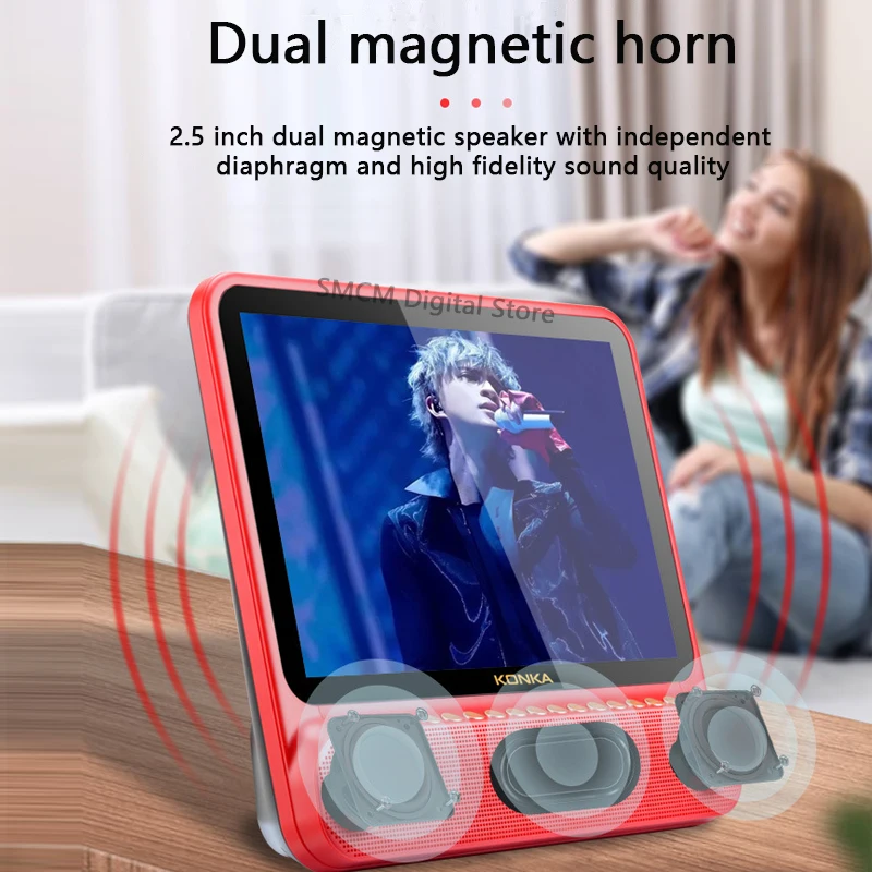 KONKA Portable High-definition Video Bluetooth Speaker Can Be Used as a for Elderly TV, Singing, and Children's Video Learning