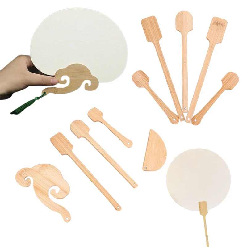 Handheld Fan Handle DIY Making Kit Bamboo Stick Craft Sticks Chinese Style Handle Reusable Replacement Fan Accessories