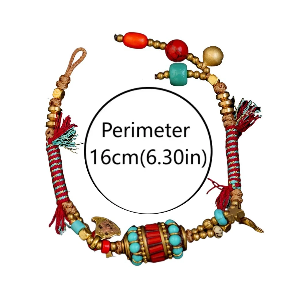 النمط القديم قابل للتعديل المنسوجة اليد حبل النحاس الرجعية العرقية نمط سوار البوهيمي اليد خرز للمجوهرات مضفر سوار الفتيات