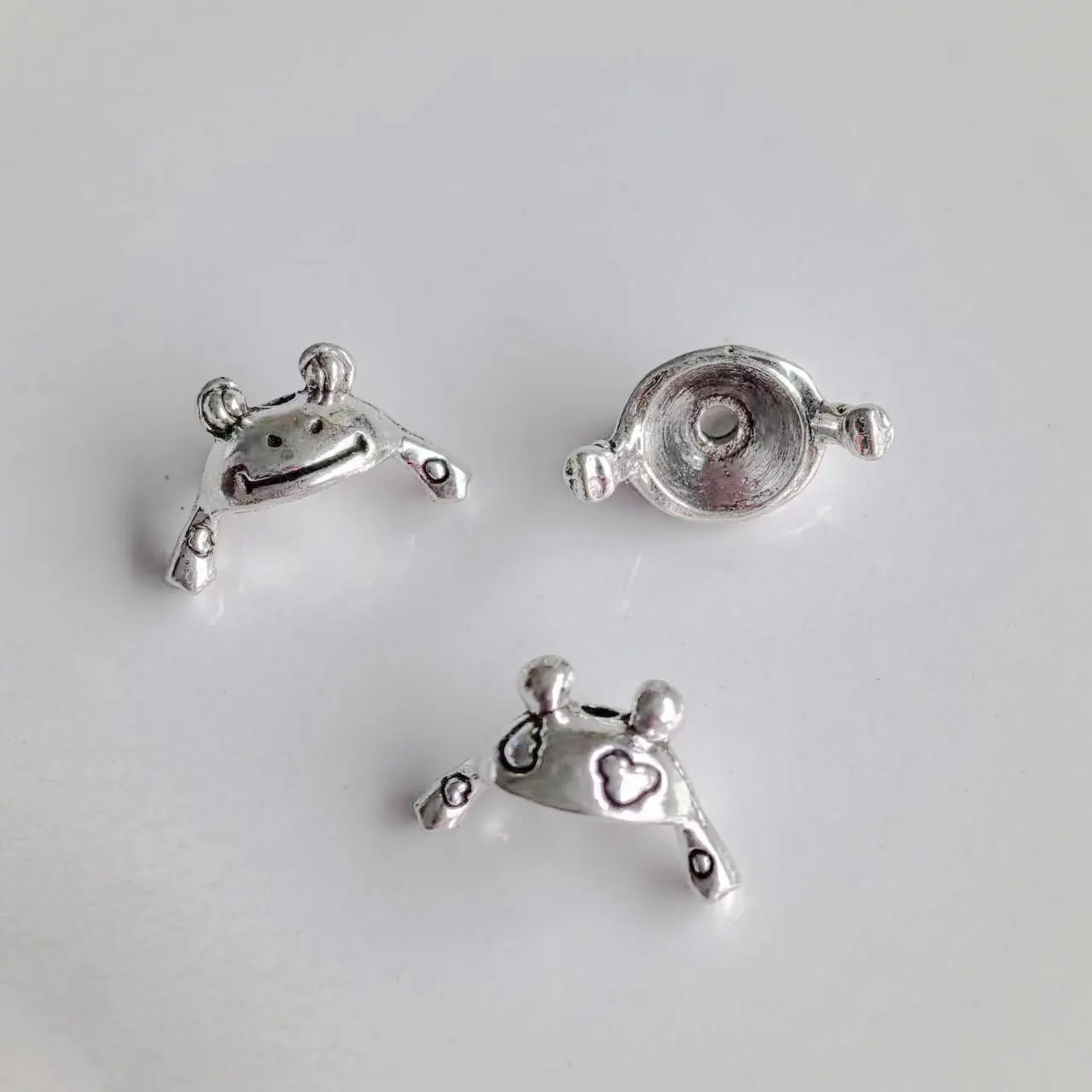 20 Sets Silver Tone Frog End Caps Beads Cap 15x9mm DIY Jewelry Crafts Making Accessories Handmade Decoration Findings