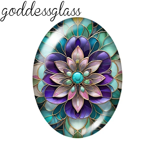 Beauty Fashion Flowers Colorful 10pcs 13x18mm/18x25mm/30x40mm Oval photo glass cabochon demo flat back Making findings