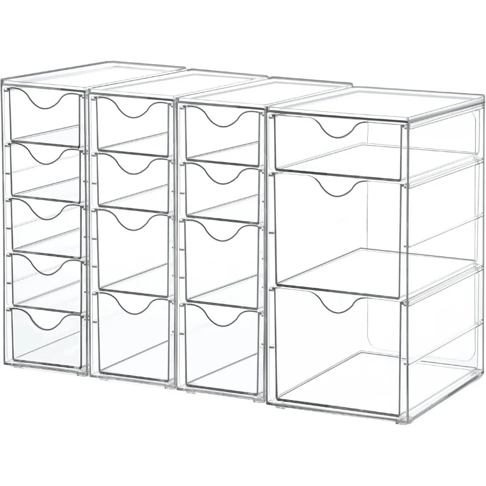 

Acrylic Organizer with 16 Drawers (4 Set),Clear Storage Drawers for Office Supplies,Desk Organization and Storage for Makeup,Je