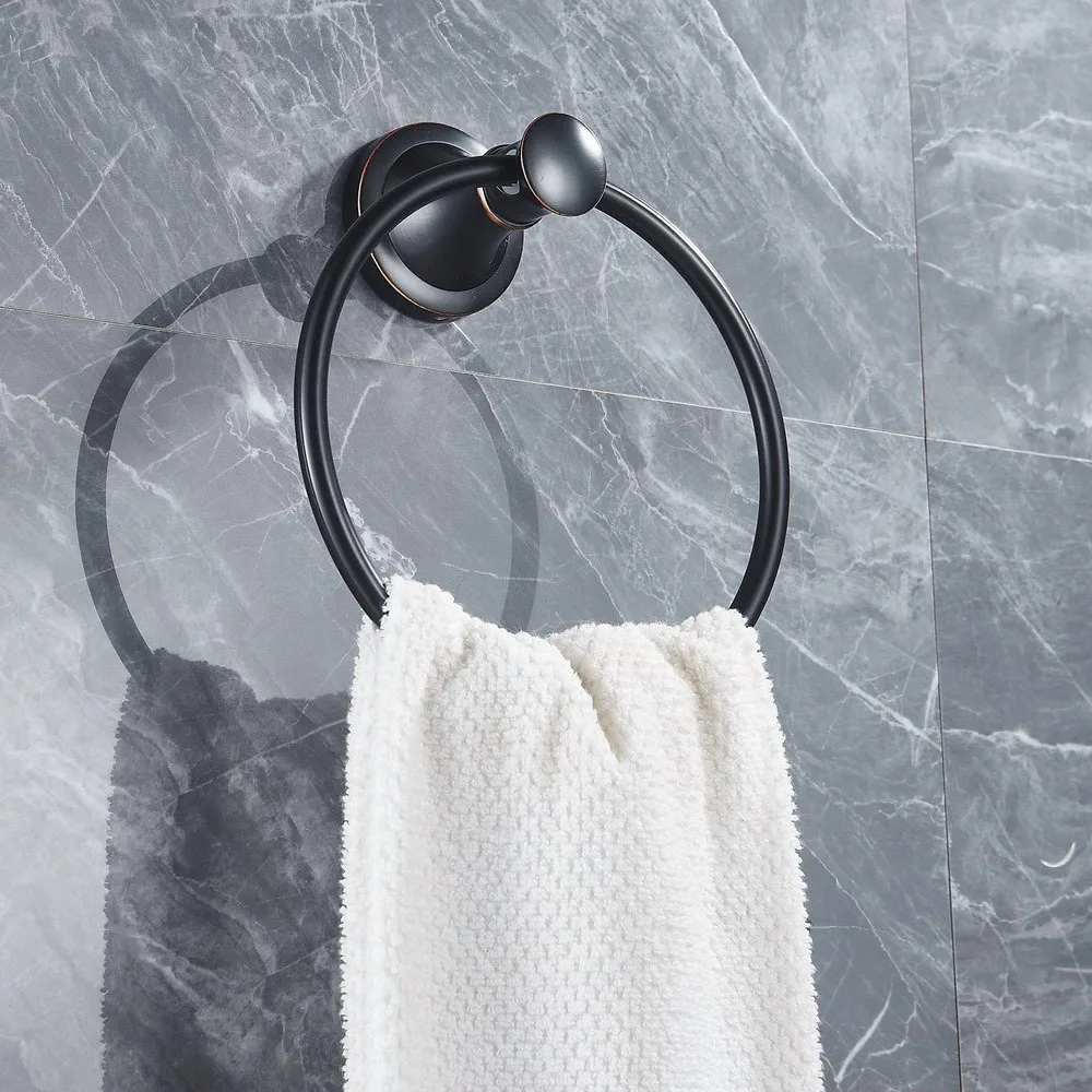 Towel Rings Black Oil Rubbed Brass Towel Ring Towel Holder Bath Towel Bar Bathroom Accessories Lba662