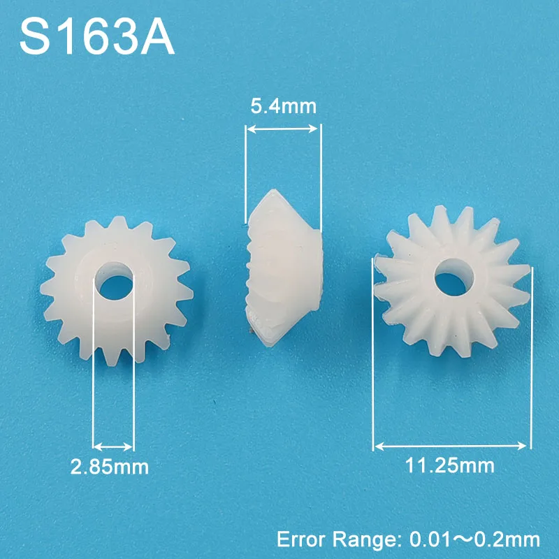 S163A 0.5M Bevel Pinions 16 Teeth 3mm Shaft Hole Plastic Bevel Gear Toy Parts Accessories 10pcs/lot