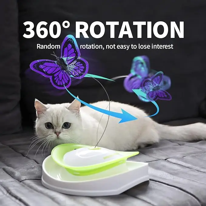 Butterfly Shaped Smart Interactive Cat Movement Toys 360-degree Roll Around Flutter Bug for Pet Playing With Rolling Ball