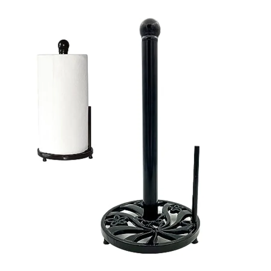 

Vintage Paper Towel Holder Countertop - Cast Iron Standing Roll Paper Towel Dispenser with Elegant and Heavy Daffodil Pattern B