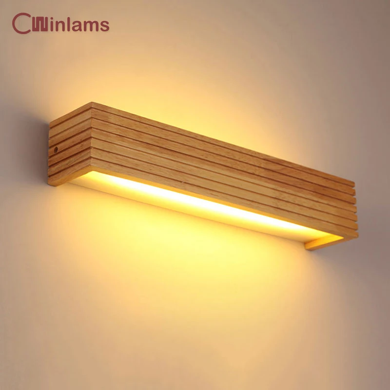 

Modern Solid Wooden LED Wall Lamps Linear Nordic Corridor Bedroom Decoration Bathroom Mirror Indoor Lighting Home Living Room