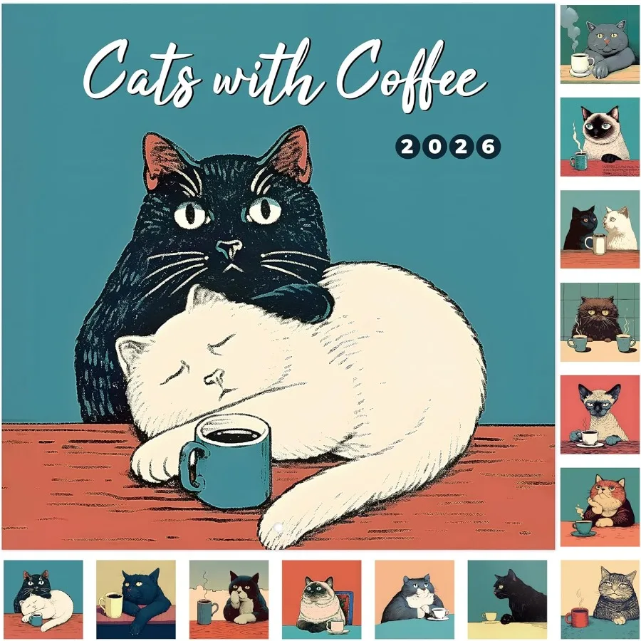 

2026 Wall Calendar 2026 Calendar January December 2026 12" x 24" Open Cats Calendar 2026 with Hanging Hole for Home and Office