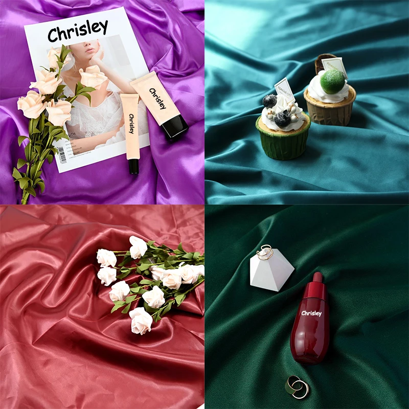 Einfarbig Seide Fotografie Hintergrund Tuch Luxus Mode Hintergrund Requisiten Ornament Lebensmittel Produkt Foto Dekoration Zubehör