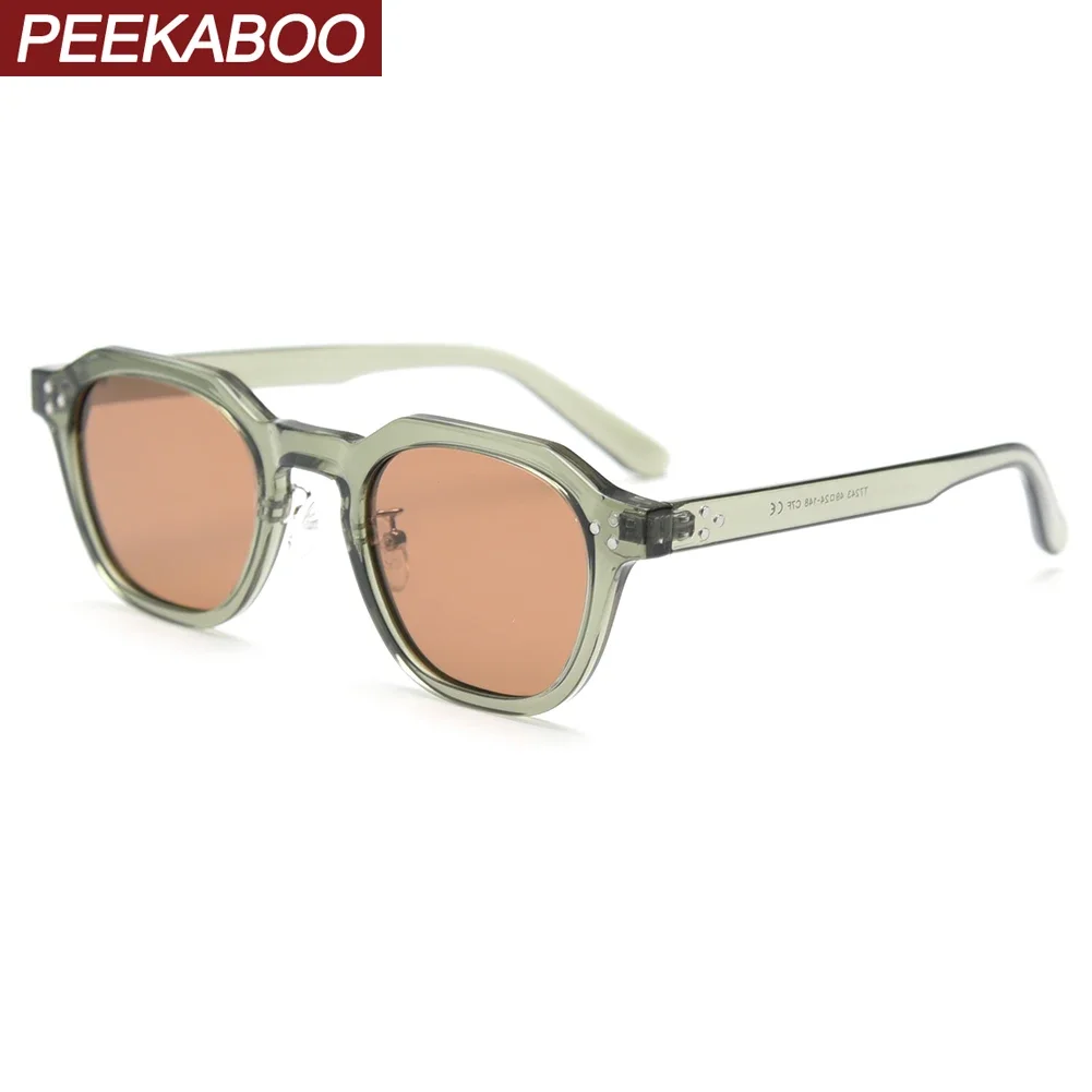 

Peekaboo korean style retro sun glasses for women TR90 frame polygon polarized sunglasses uv400 male green brown 2023 summer