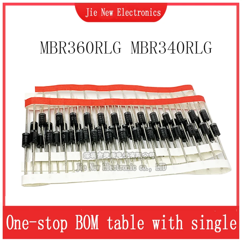 50PCS/LOT MBR360RLG MBR340RLG MBR3100RLG DO-27 MBR360 MBR340 MBR3100 DIP NEW Schottky diode