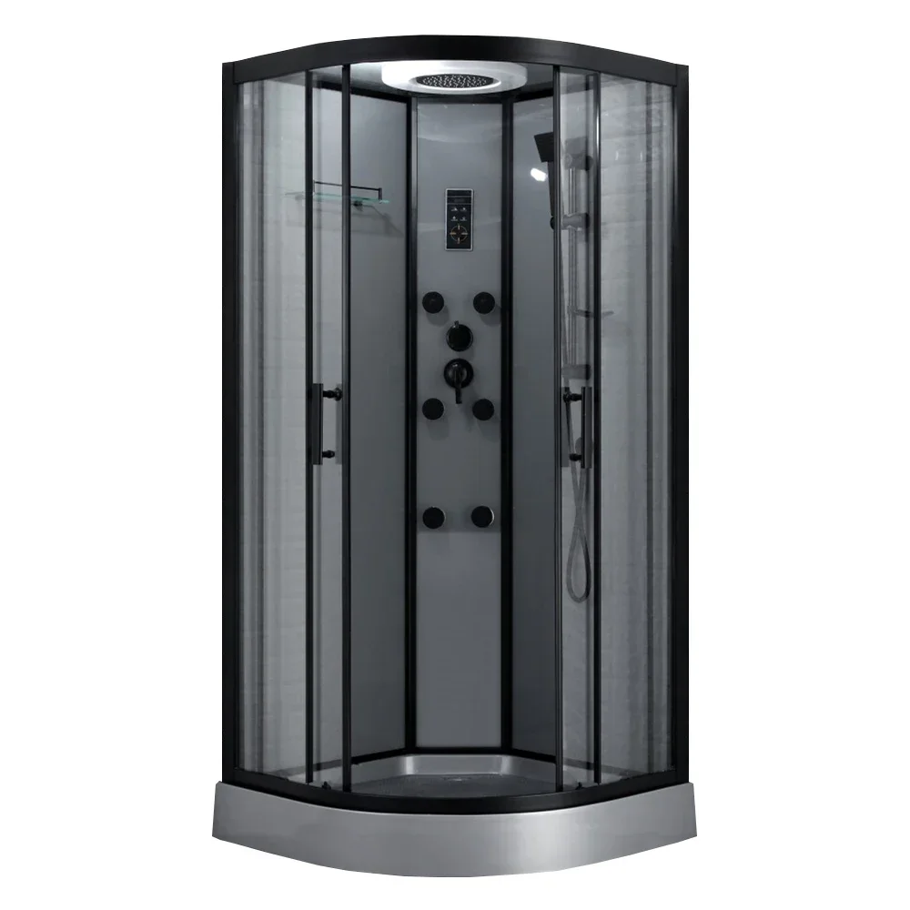 For Shower Cabin ,90x90cm,Corner Bath Room, Black Design Hydro Massage with Steam Easy Installation, Waterproofing Bathroom Home