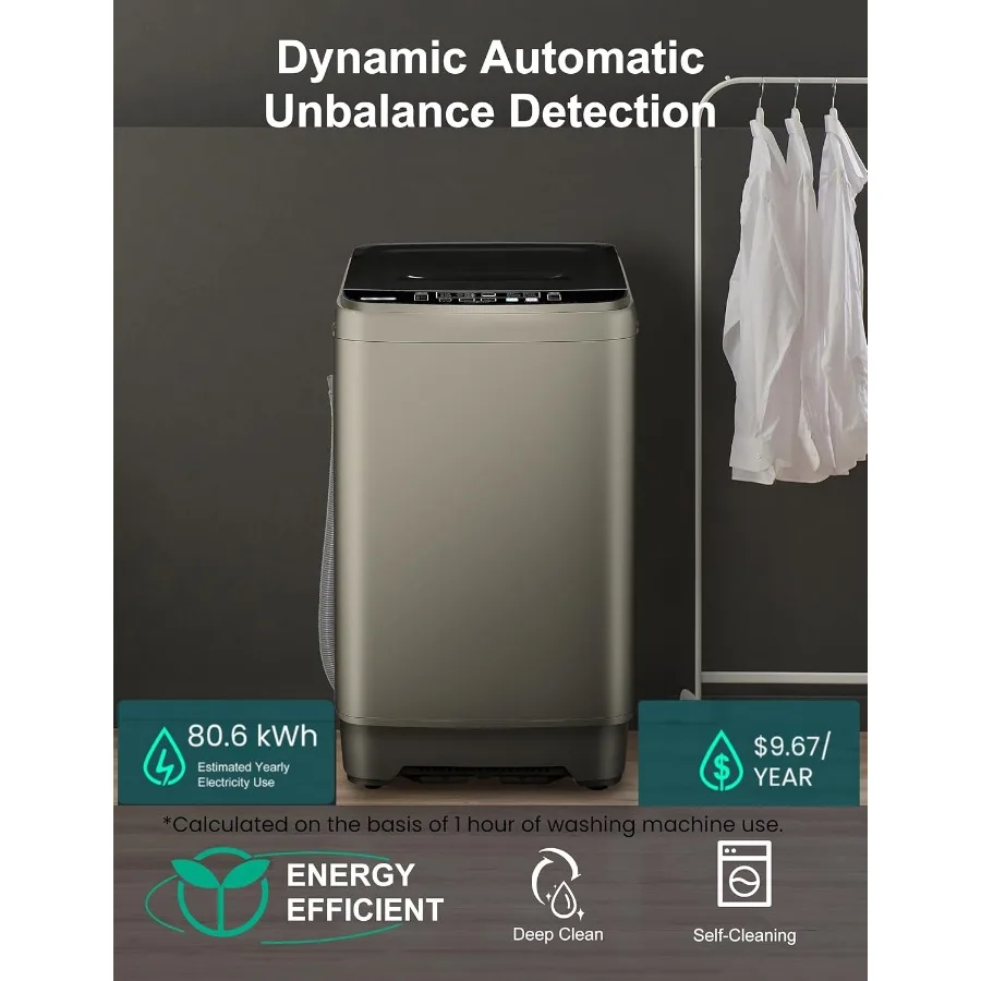 غسالة محمولة 2.0 قدم مكعب، غسالة مدمجة أوتوماتيكية بالكامل مع شاشة LED لمنازل الشقق والمساكن تقدم 10 غسيل #5