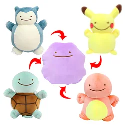 28cm Anime Pokemon Dolls Ditto Reversible Pillow Cushion Transform Jigglypuff Bulbasaur Snorlax Toys