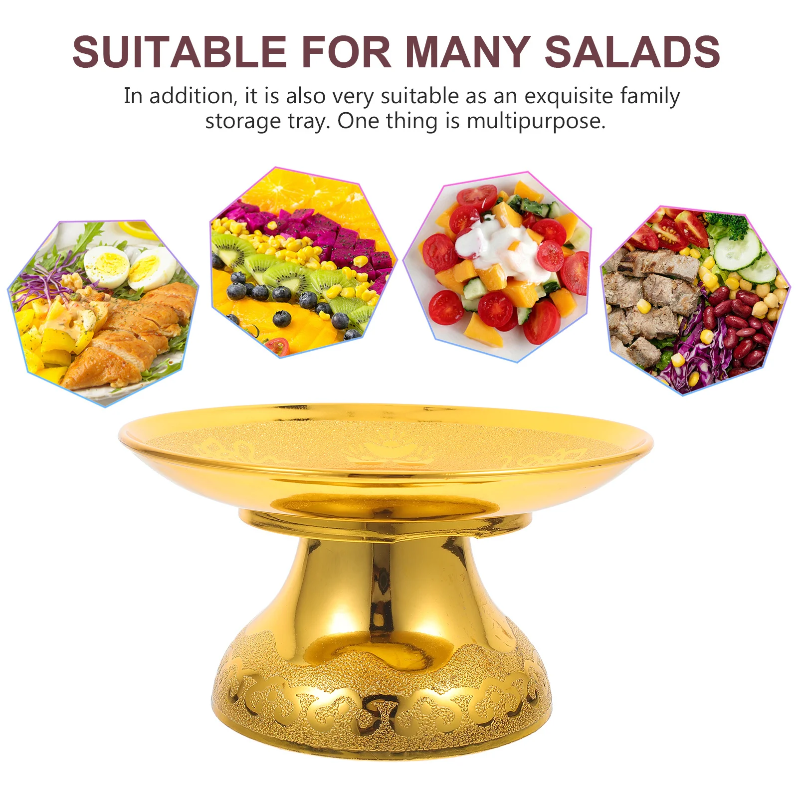 2 قطعة النمط الصيني عرض لوحة عالية القدم الثروة الله صينية للفاكهة معبد وجبة خفيفة وعاء تخزين الركيزة الحاويات أدوات المائدة المطبخ #3