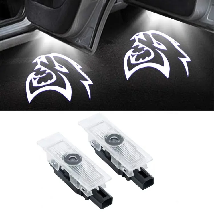 2PCS For Dodge Challenger 2008-2019 SRT Demon LED Lights Car Door Projector Courtesy Lamp Accessories