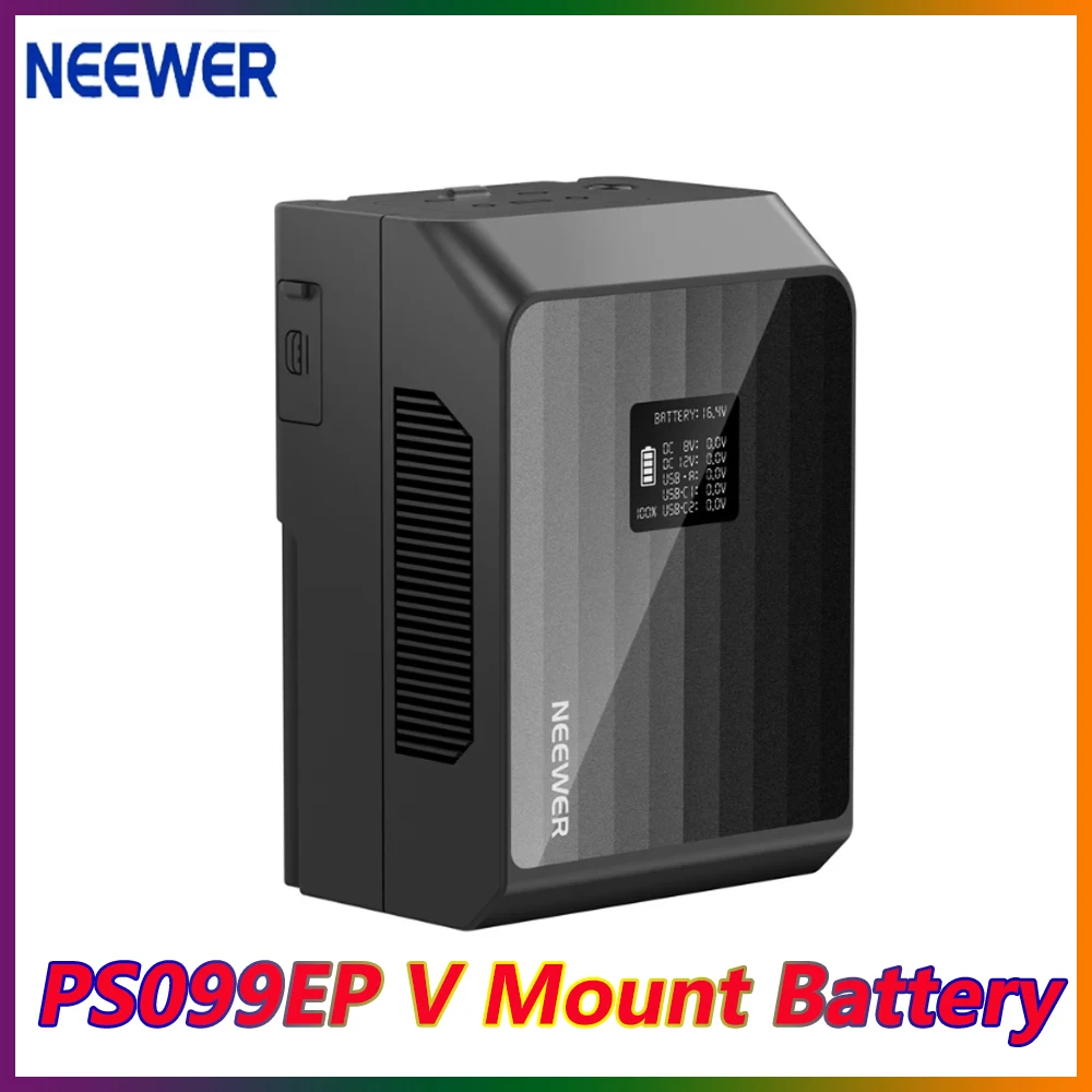 NEEWER PS099EP 99Wh V Mount Battery 6800mAh  100W Fast Charging PD Type C/D Tap/BP/USB A/Dual DC Port/OLED Display