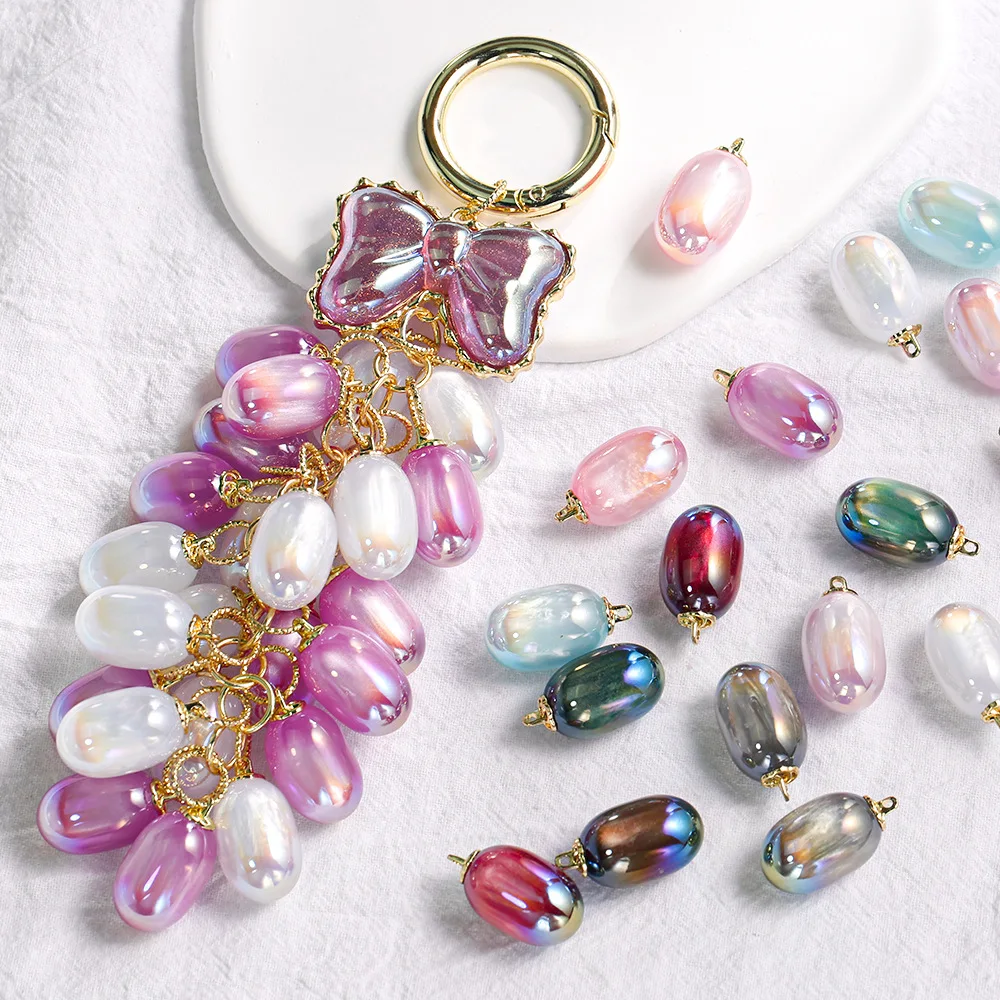 

Ювелирные изделия «сделай сам», красочные жемчужные овальные геометрические ожерелья, подвески, подходят для ключей для девочек, орнамент, аксессуары, 14*25 мм, 20 шт.