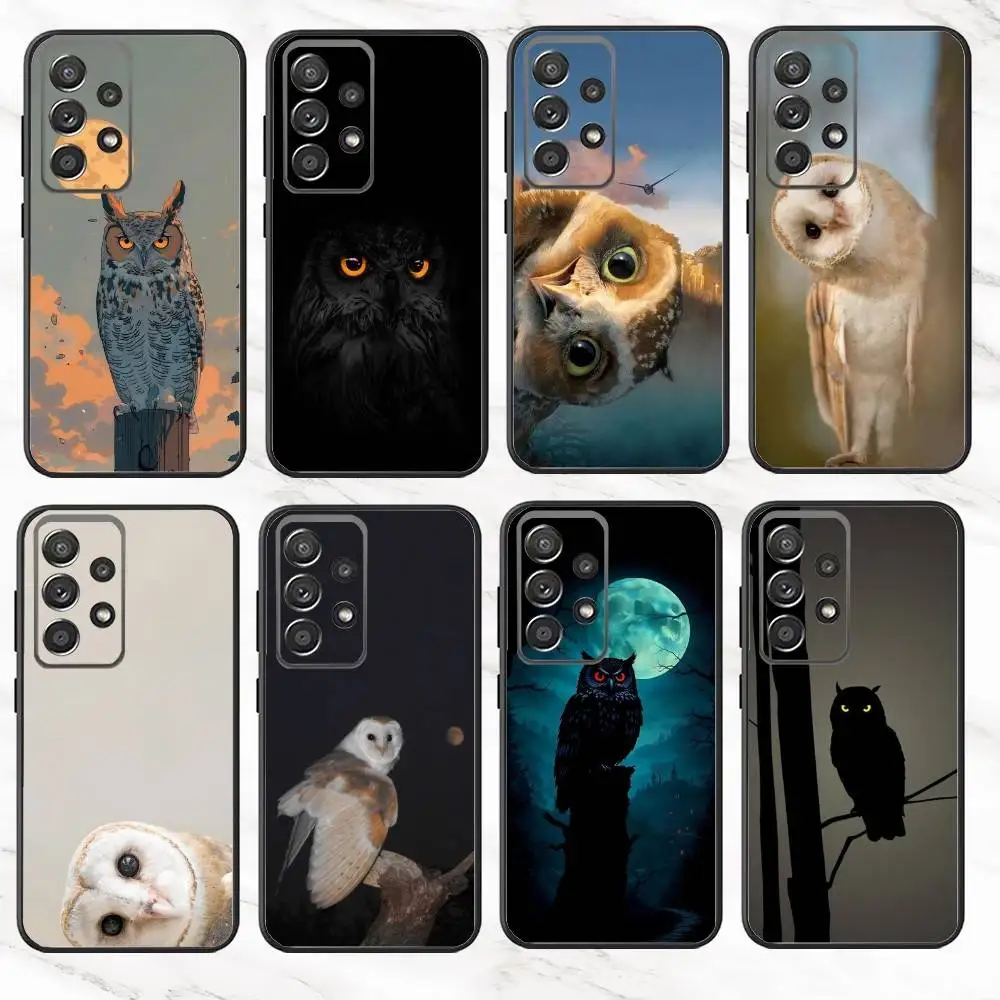 

P-Pet C-Cute Owl Phone Case For Samsung S25,S24,S21,S22,S23,S30,Ultra,S20,Plus,Fe,Note,10,9,5G Black Cover