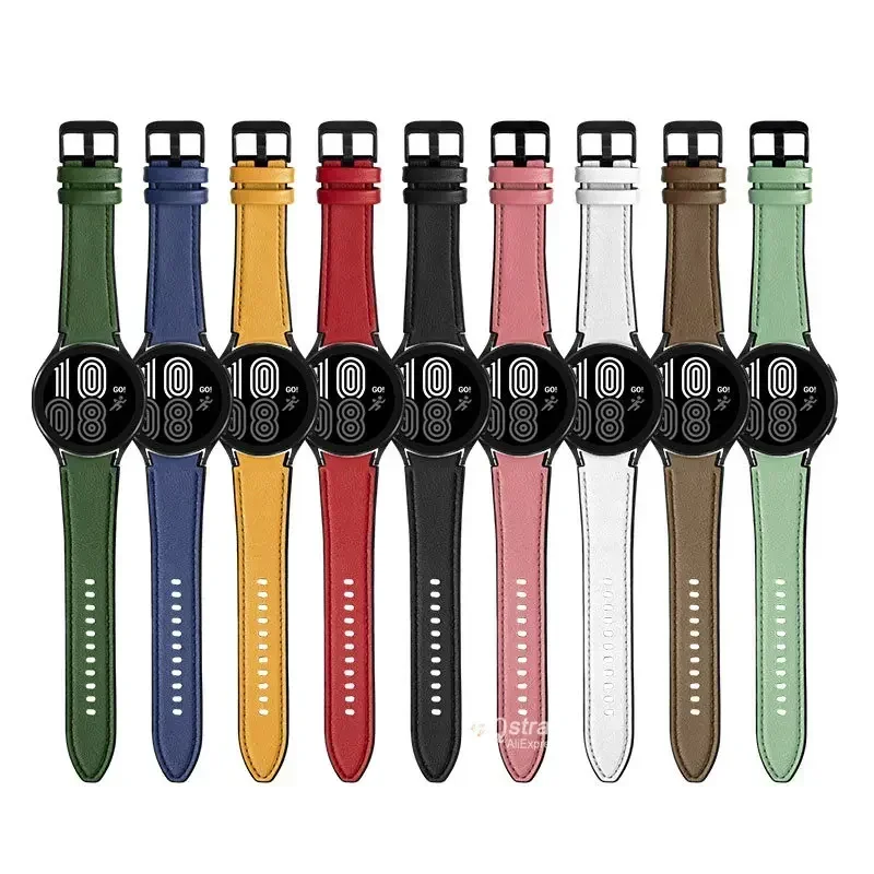 20mm Watch Strap for Samsung Watch 4 5 6 40mm 44mm Bracelet for Samsung Galaxy Watch 5 Pro Classic 42 46 43 47 Silicone+leather