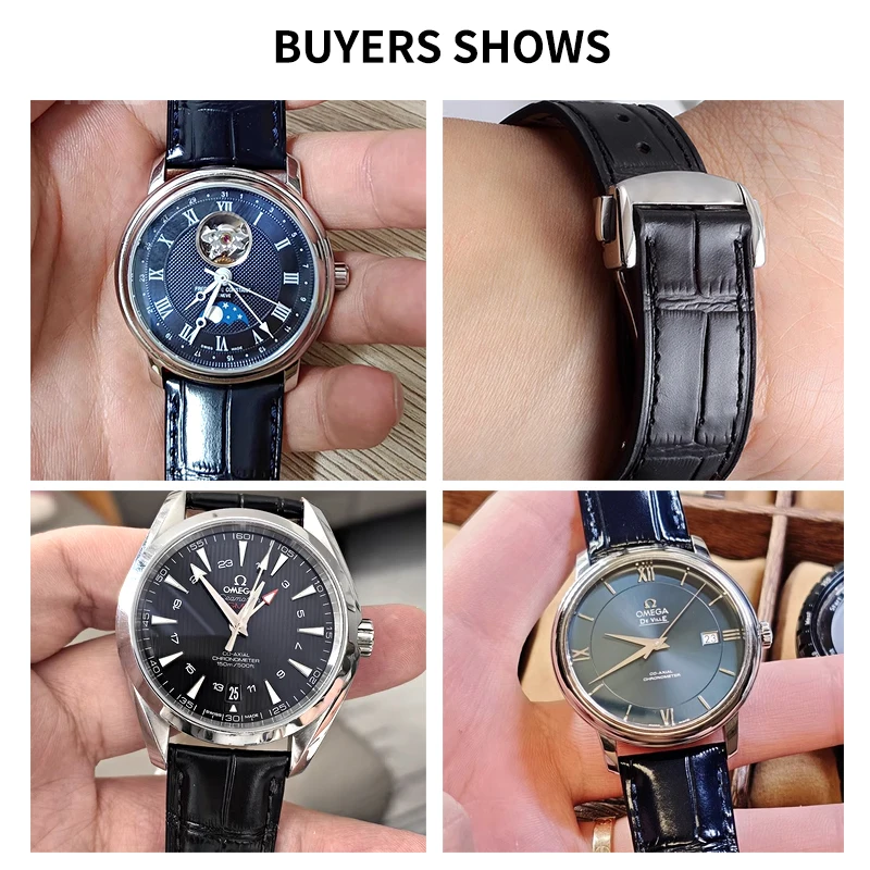 أسود أزرق بني 19/20/21 مللي متر حزام الإفراج السريع لأوميغا دي فيل سيماستر الصلبة الصلب نشر المشبك الخيزران الملمس تصميم