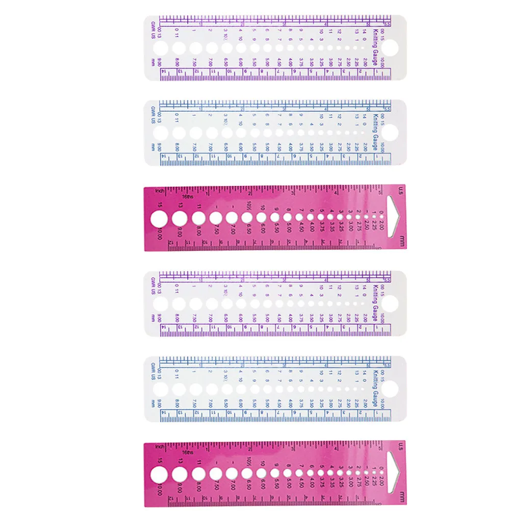 6Pcs Knitting Gauge Ruler Professional Needle Measuring Tool for Crochet Embroidery Handicrafts Portable Wear-Resistant Plastic view 6