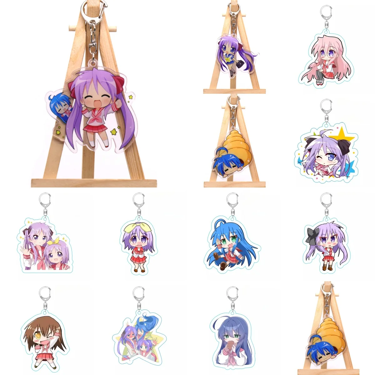 พวงกุญแจอะคริลิคตัวละครอนิเมะ อิซูมิ โคนาตะ ฮิอิรากิ คาการิ ฮิอิรากิ ซึคาสะ ทาคาระ มิยูกิ สำหรับเป็นของขวัญ