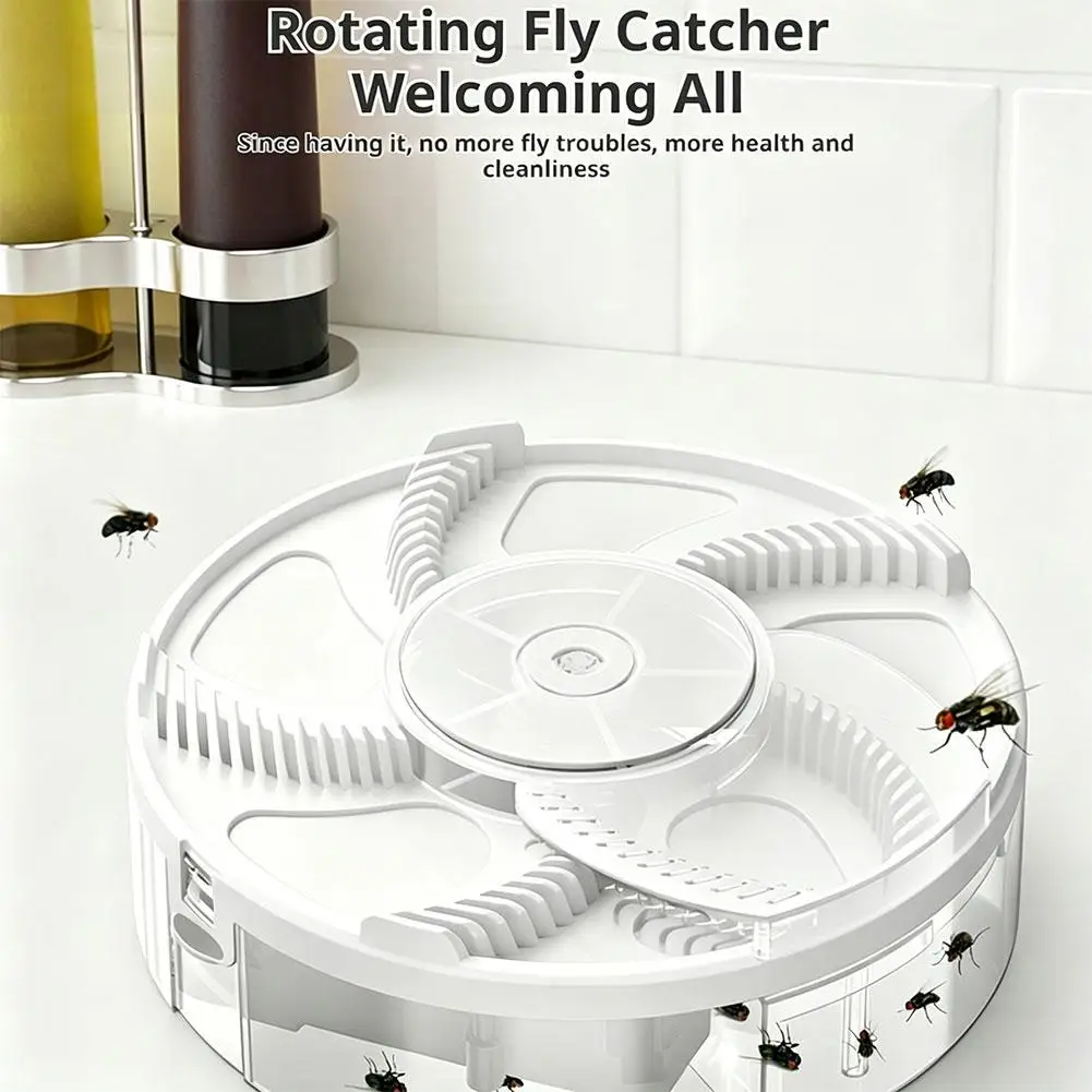 Leiser, abnehmbarer elektrischer Fliegenfänger mit automatischer Rotation, Insekten- und Schädlingsfänger, elektrische Fliegenfalle, USB-wiederaufladbar – Detail 13