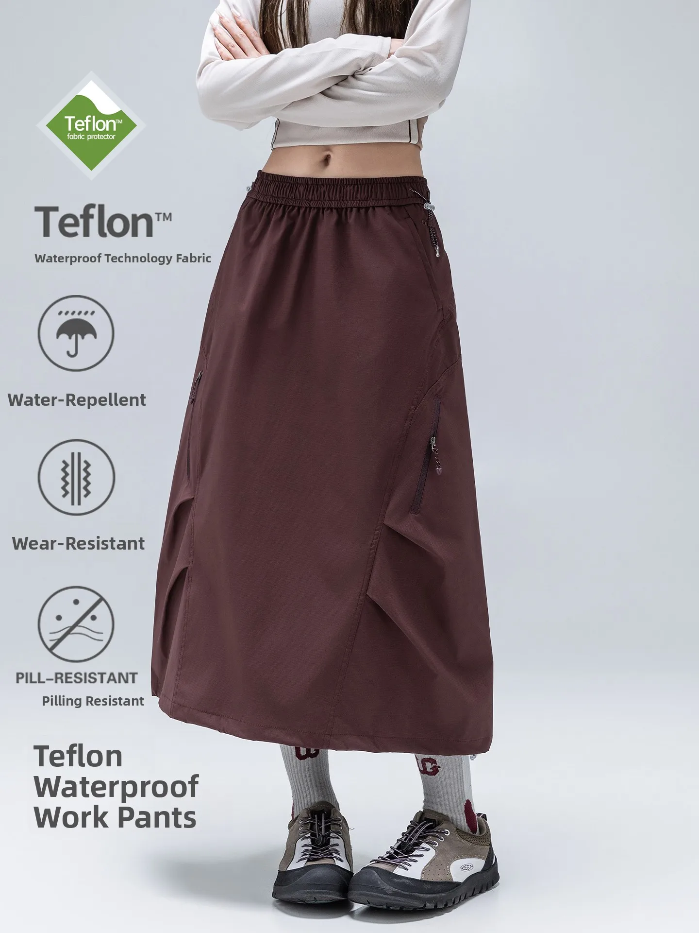 Outdoor Sports Half Skirt Women's Cool Style Adjustable Drawstring Two-Way Wear Mid-Length Umbrella Swing Flower Bud Skirt