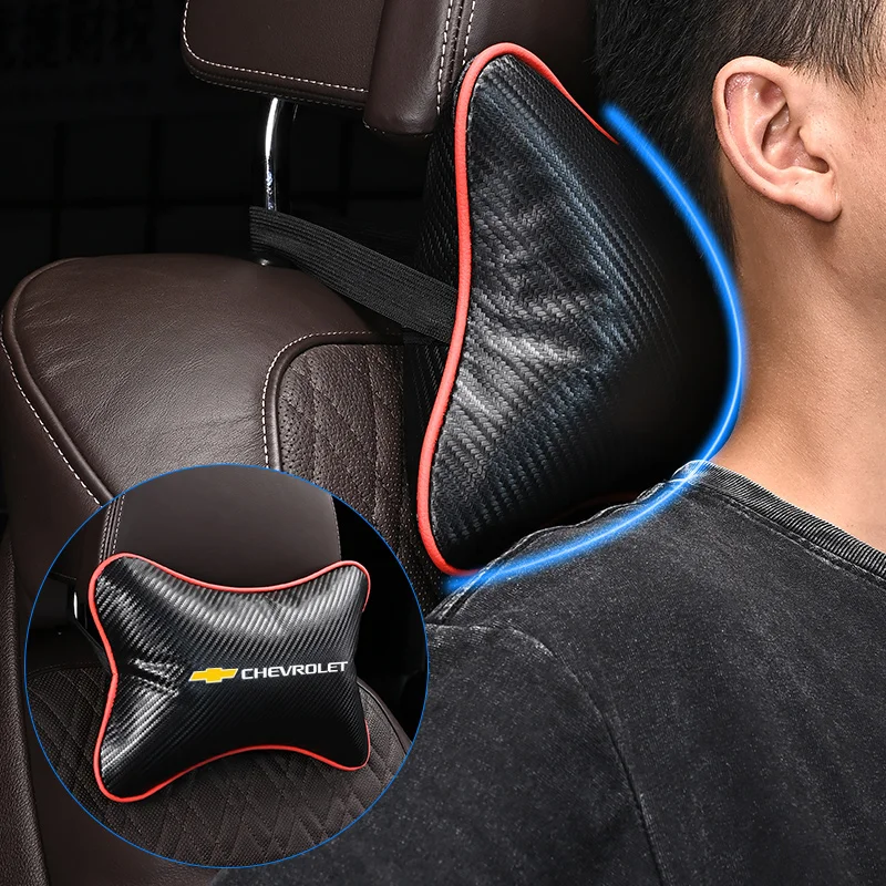 Carbon Fiber Car Seatbelt Shoulder Pad Headrest Pillow For Chevrolet Lacetti Aveo Cruze Malibu XL Trax Camaro Captiva Epica Lova