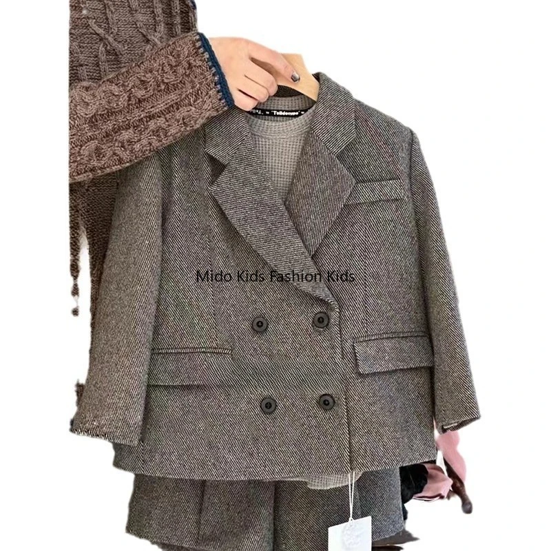 Girls' Spring Outfit  New Arrival Children's Blazer with Trousers Older Children Baby Clothing Korean Style Chic Fashion