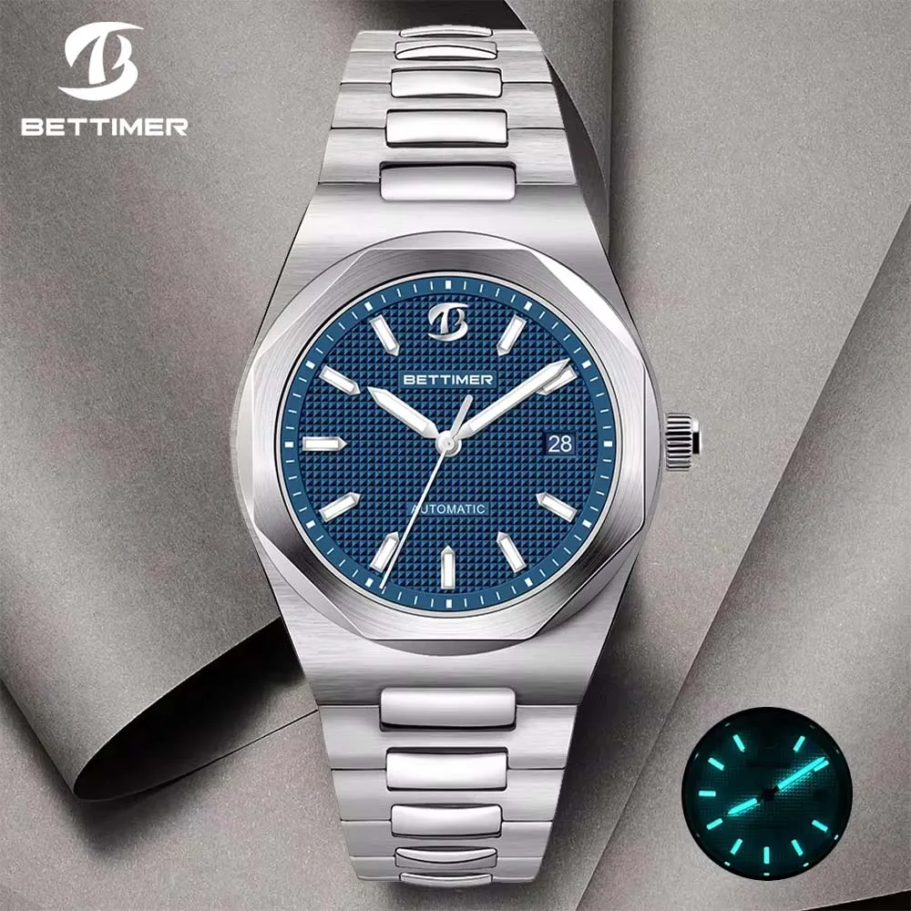 

BETTIMER Luxury Fashion 40mm Automatic Mechanical Men's Wristwatch PT5000 Sapphire Stainless Steel Waterproof reloj hombre watch