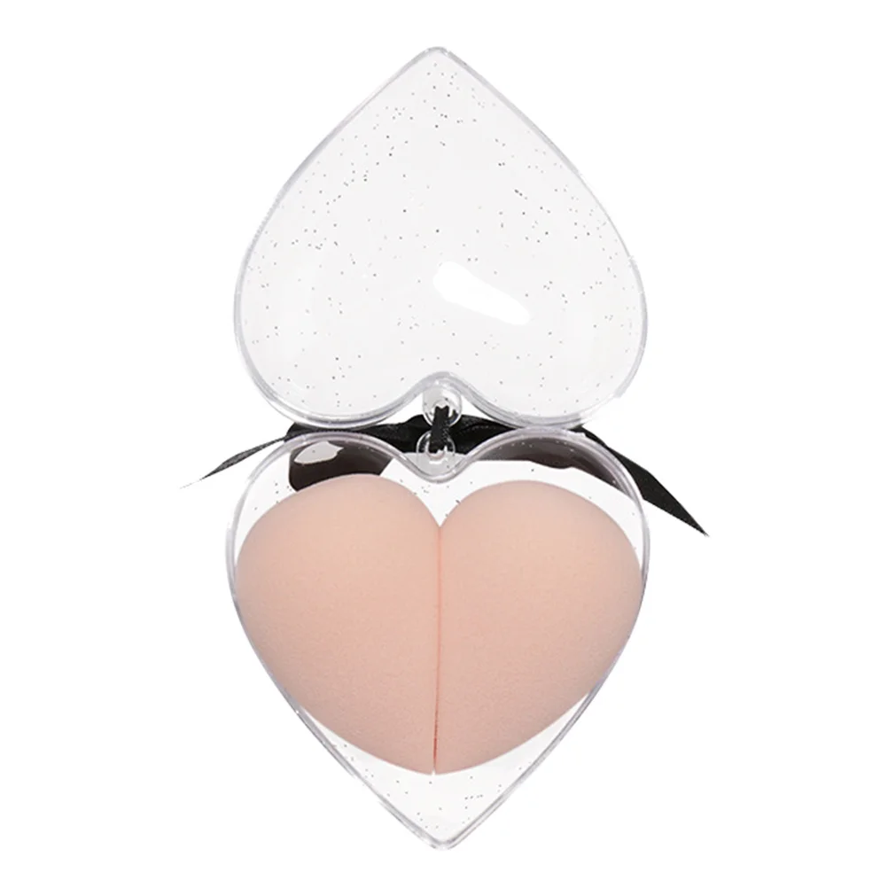 Juego de esponjas de maquillaje con forma de corazón, huevo suave para base, crema en polvo, herramienta de mezcla duradera, 2 uds.